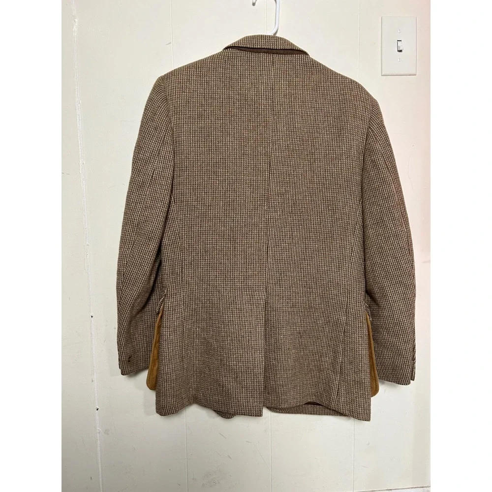 Vintage Pendleton Brown Houndstooth 100% Virgin Wool Blazer Mens 40 Sport Coat
